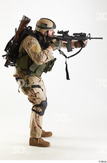 Whole Body Weapons-Rifle Man Pose with machine rifle White Army Athletic Bearded Studio photo references