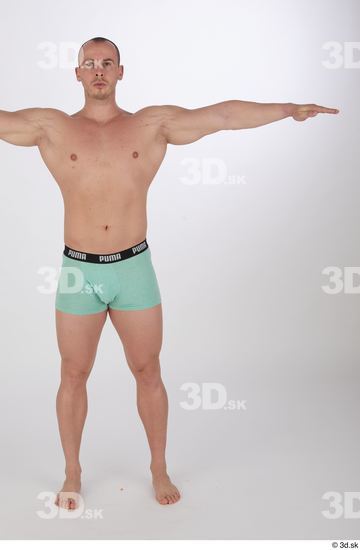 Whole Body Man T poses White Underwear Athletic Street photo references