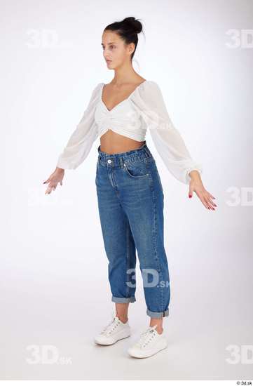 Whole Body Woman T poses White Casual Slim Street photo references