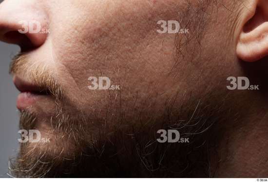 Face Man White Slim Bearded Face Skin Textures