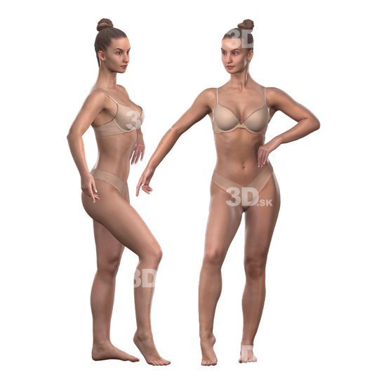 Whole Body Woman White 3D Cleaned Bodies