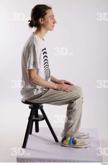 Whole Body Man White Casual Shirt Jeans Slim Studio photo references