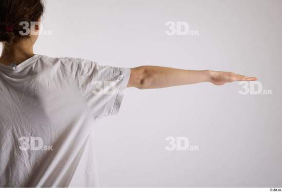 Arm Back Man White Casual Shirt Slim Studio photo references