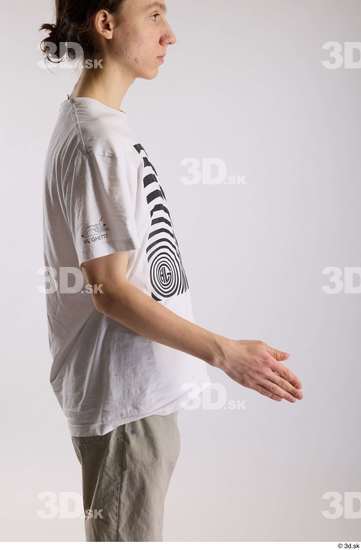 Arm Man White Casual Shirt Slim Studio photo references