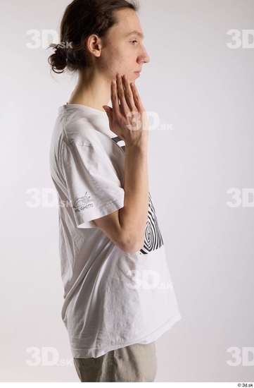 Arm Man White Casual Shirt Slim Studio photo references