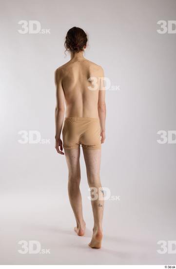 Whole Body Back Man White Underwear Slim Walking Studio photo references