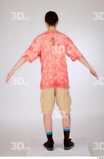 Whole Body Man White Casual Shirt Shorts Slim Standing Studio photo references