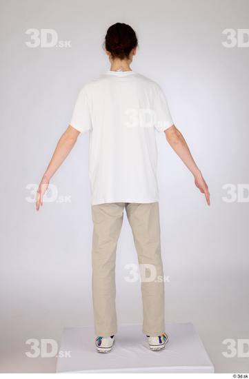 Whole Body Man White Casual Jeans Slim Standing Studio photo references