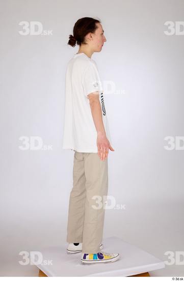 Whole Body Man White Casual Jeans Slim Standing Studio photo references