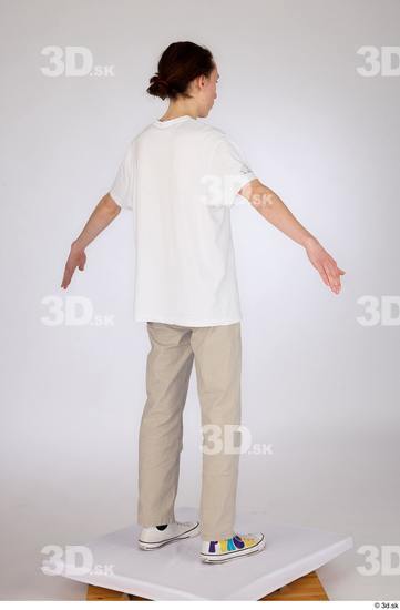 Whole Body Man White Casual Jeans Slim Standing Studio photo references