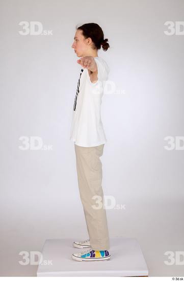 Whole Body Man White Casual Jeans Slim Standing Studio photo references