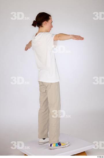 Whole Body Man White Casual Jeans Slim Standing Studio photo references