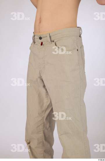 Thigh Man White Casual Jeans Slim Studio photo references