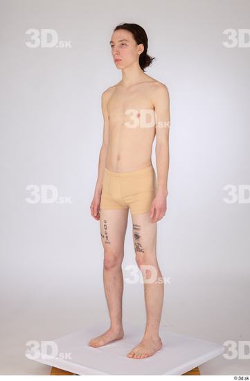 Whole Body Man White Underwear Slim Standing Studio photo references