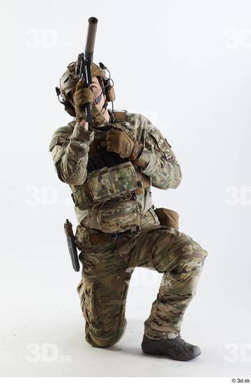 Whole Body Weapons-Rifle Man Pose with machine rifle White Army Athletic Studio photo references