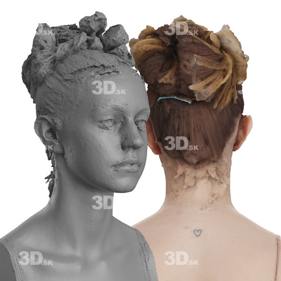 Head Woman White 3D Groom Raw