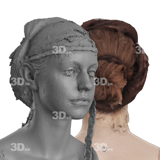 Head Woman White 3D Groom Raw