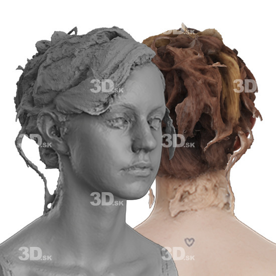 Head Woman White 3D Groom Raw