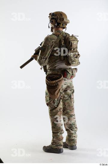 Whole Body Weapons-Rifle Man Pose with machine rifle White Army Athletic Studio photo references