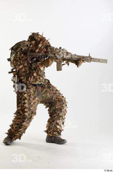 Whole Body Weapons-Rifle Man Pose with machine rifle White Army Athletic Studio photo references