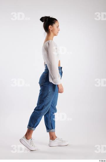 Whole Body Woman White Casual Slim Walking Studio photo references