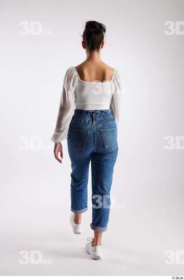 Whole Body Woman White Casual Slim Walking Studio photo references