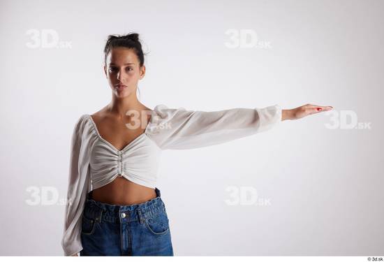 Arm Woman White Casual Slim Studio photo references