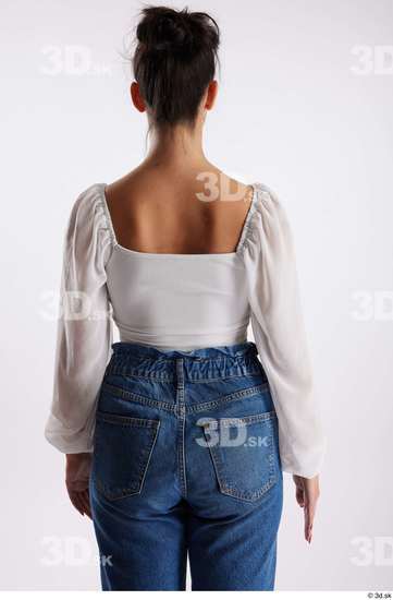 Back Woman White Casual Slim Studio photo references