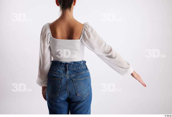 Back Woman White Casual Slim Studio photo references