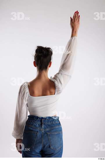 Back Woman White Casual Slim Studio photo references