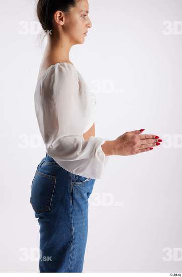 Arm Woman White Casual Slim Studio photo references