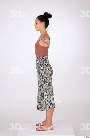 Whole Body Woman White Casual Skirt Slim Camel Standing Top Studio photo references