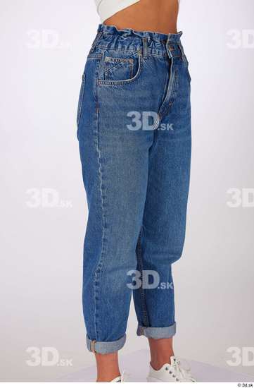 Leg Woman White Casual Jeans Slim Studio photo references