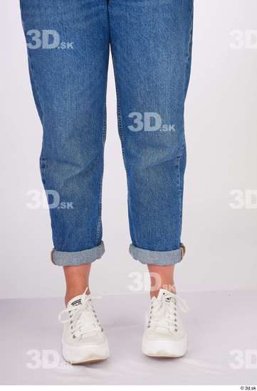 Calf Woman White Casual Jeans Slim Studio photo references