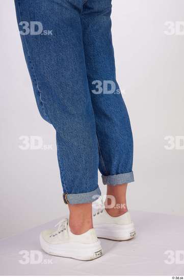 Calf Woman White Casual Jeans Slim Studio photo references