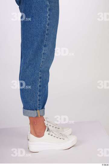 Calf Woman White Casual Jeans Slim Studio photo references