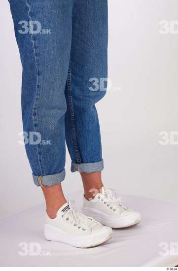 Calf Woman White Casual Jeans Slim Studio photo references