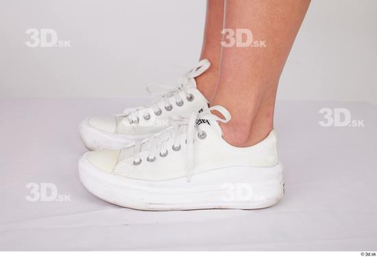 Foot Woman White Casual Shoes Slim Studio photo references