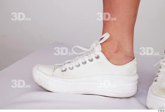 Foot Woman White Casual Shoes Slim Studio photo references