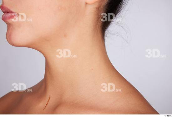 Neck Woman White Slim Studio photo references