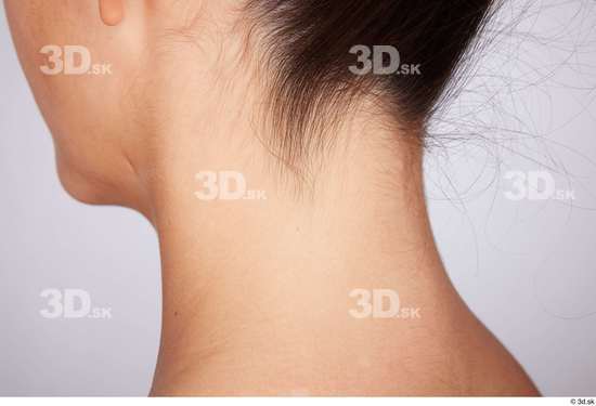 Neck Woman White Slim Studio photo references