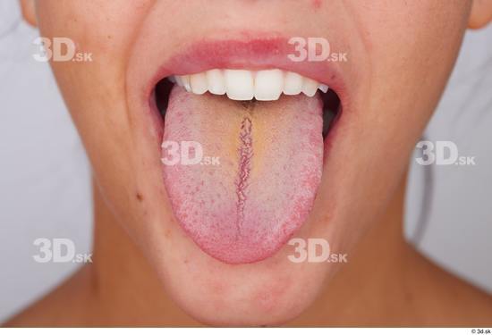 Tongue Woman White Slim Studio photo references