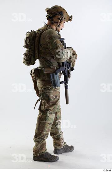 Whole Body Weapons-Rifle Man Pose with machine rifle White Army Athletic Studio photo references