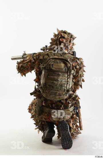 Whole Body Weapons-Rifle Man Pose with machine rifle White Army Athletic Studio photo references