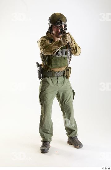 Whole Body Weapons-Rifle Man Pose with machine rifle White Army Athletic Bearded Studio photo references