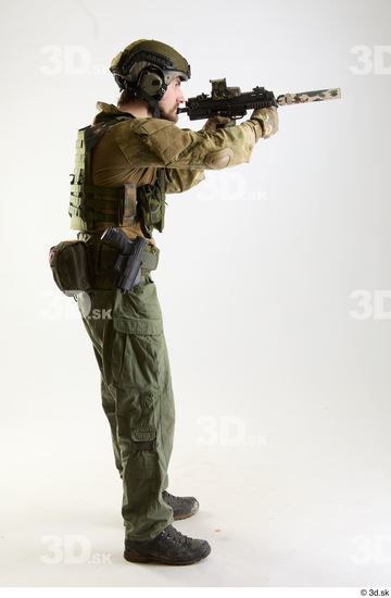 Whole Body Weapons-Rifle Man Pose with machine rifle White Army Athletic Bearded Studio photo references