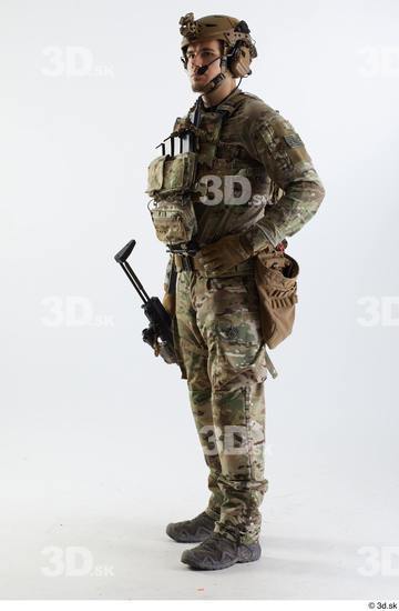 Whole Body Weapons-Rifle Man Pose with machine rifle White Army Athletic Studio photo references