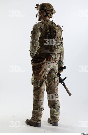 Whole Body Weapons-Rifle Man Pose with machine rifle White Army Athletic Studio photo references