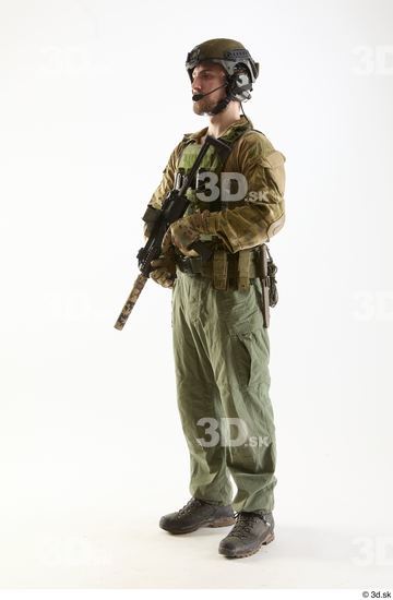 Whole Body Weapons-Rifle Man Pose with machine rifle White Army Athletic Studio photo references