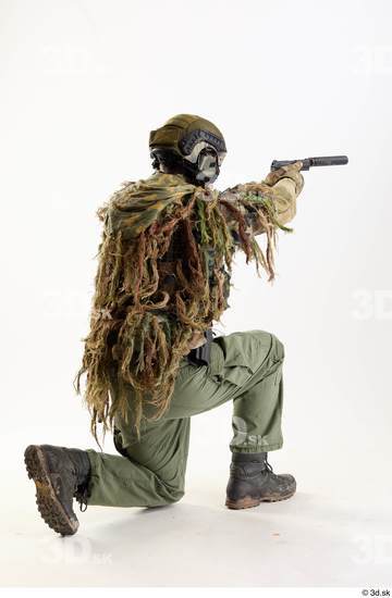 Whole Body Weapons-Pistol Man Pose with pistol White Army Athletic Bearded Studio photo references